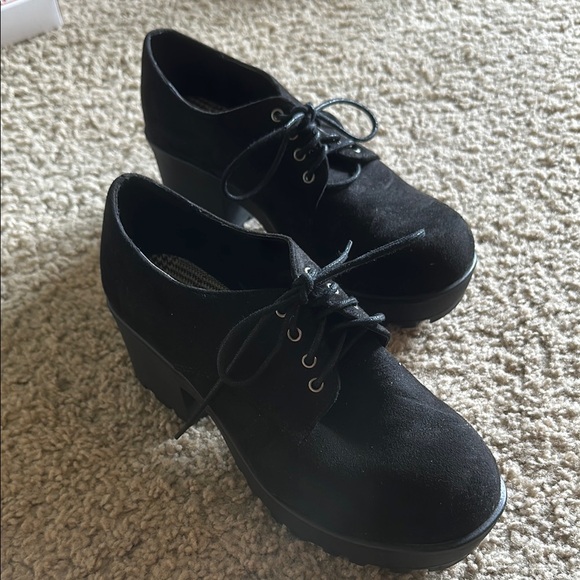 Soda Black Platform Oxford Shoes - Picture 1 of 4